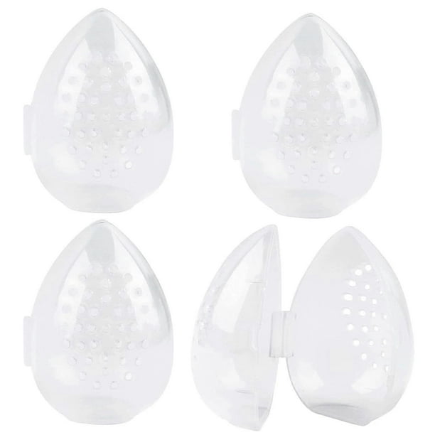 4 Pack Breathable Makeup Sponge Case Protective Plastic Beauty Sponge Container Makeup Blender Holder Cosmetic Egg Storage Cases for Women Girls Trave