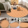 thumbnail image 6 of 8ft Washable Large Round Rug, Autunm Orange Non-Slip Circle Area Rug for Living Room Dining Room, Lattice Indoor Floor Mat for Home Decor, 6 of 9