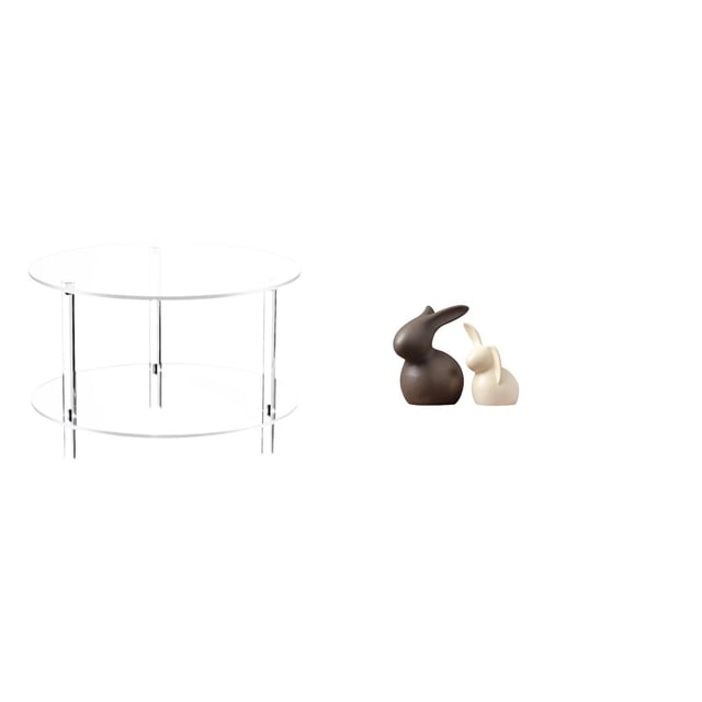 Mesa Auxiliar Acrílica Con Estatua De Cerámica. Mesita De Noche Compacta Con Forma De Conejito De Porcelana, Ideal Para Decorar La Sala De Estar, El Dormitorio, El Armario, El Jardín O