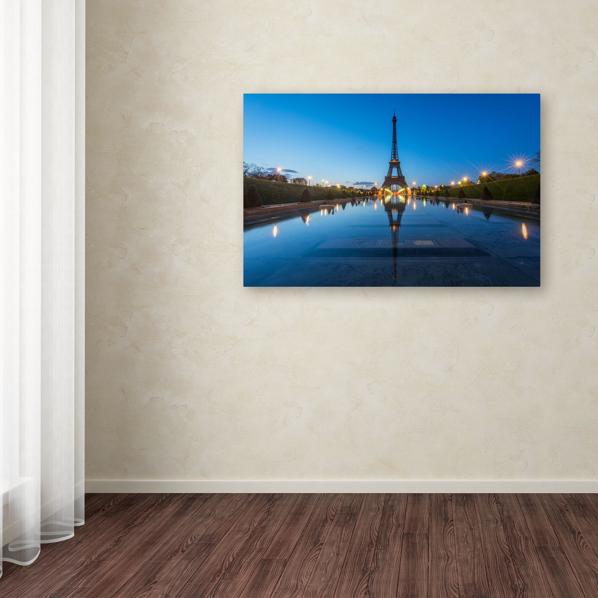 Trademark Fine Art "Blue Hour in Front of the Eiffel Tower" Canvas Art by Mathieu Rivrin