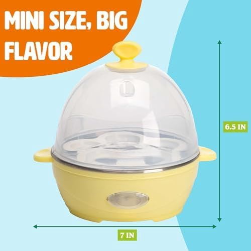 Mini Rapid Egg Cooker, 5-Egg Capacity for Perfect Hard Boiled Eggs or Omelets, Auto Shut Off, Yellow