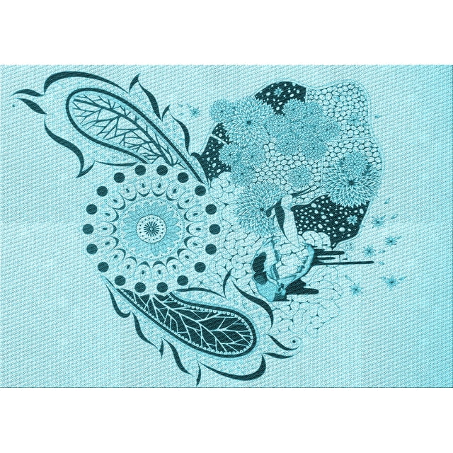 Ahgly Company Machine Washable Indoor Rectangle Transitional Electric Blue Area Rugs, 2' x 3'