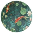 thumbnail image 3 of Lucky Koi Fish Lotus Leaf Round Rugs -Washable Non-Slip Small Round Area Rug Throw Soft Circle Rugs for Bedroom, Modern Print Indoor Carpet for Entryway Sofa Living Room, 3 of 6