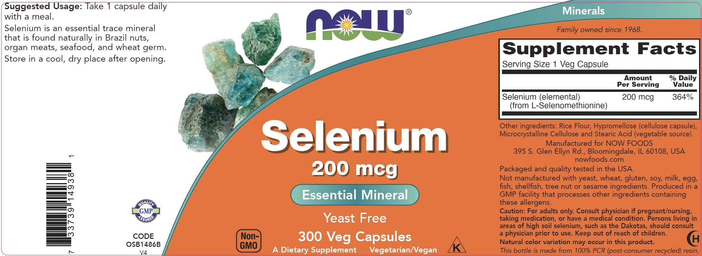 Now Foods Selenium 200mcg Capsules, 300 Count - L Selenomethionine Mineral Supplement For Women & Men - Veg Caps, Non-GMO, Vegan Friendly, Yeast-Free
