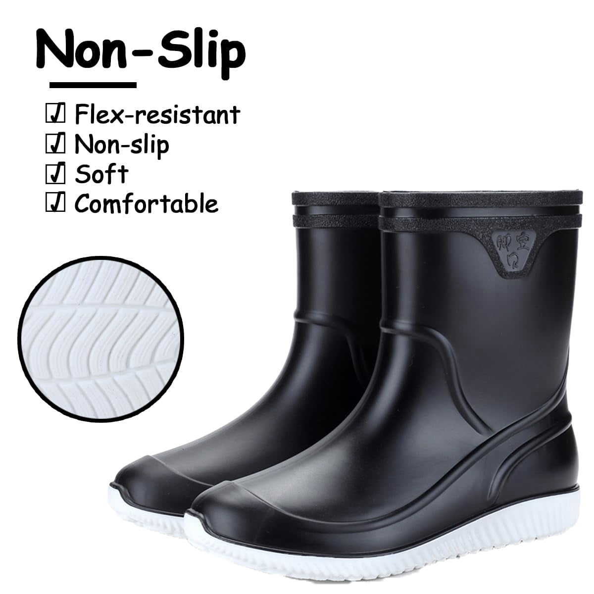 AUXDIQ Rain Shoes Men Mid-calf Boots Waterproof Rain Boots Outdoor Garden Shoes