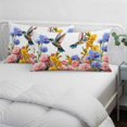 thumbnail image 3 of Hummingbirds Pillow Covers, Linen Long Throw Pillow Case, Spring Summer Watercolor Flowers Plant Holiday Pillow Protector Decorative Cushion Cover for Living Room/Bedroom 20" x 30", 3 of 8