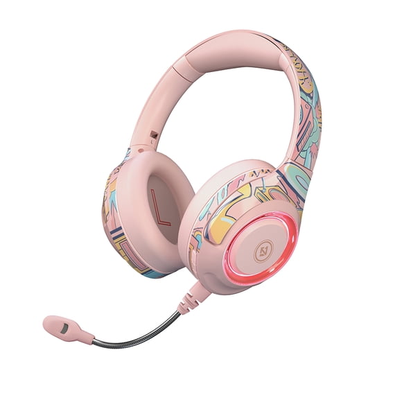 Bearachild Auriculares inalámbricos compatibles con Bluetooth Reducción de ruido Sonido estéreo Manos libres portátil Juego de llamadas Juego Cables de audio/vídeo Rosado