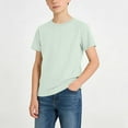 thumbnail image 2 of Riecok Boys T Shirts Short Sleeve Crewneck Pullover Solid Basic Tees Lightweight Breathable Versatile Tops, 2 of 7