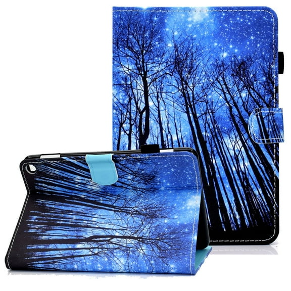 Case and Cover for Kindle Fire HD 10 Plus 2021(11th Gen), Fire HD 10.1" Case 2021, Allytech Shockproof PU Leather Anti-Slip Stand Smart Auto Sleep Wake Case with Card/Pen Holder, Blue Forest
