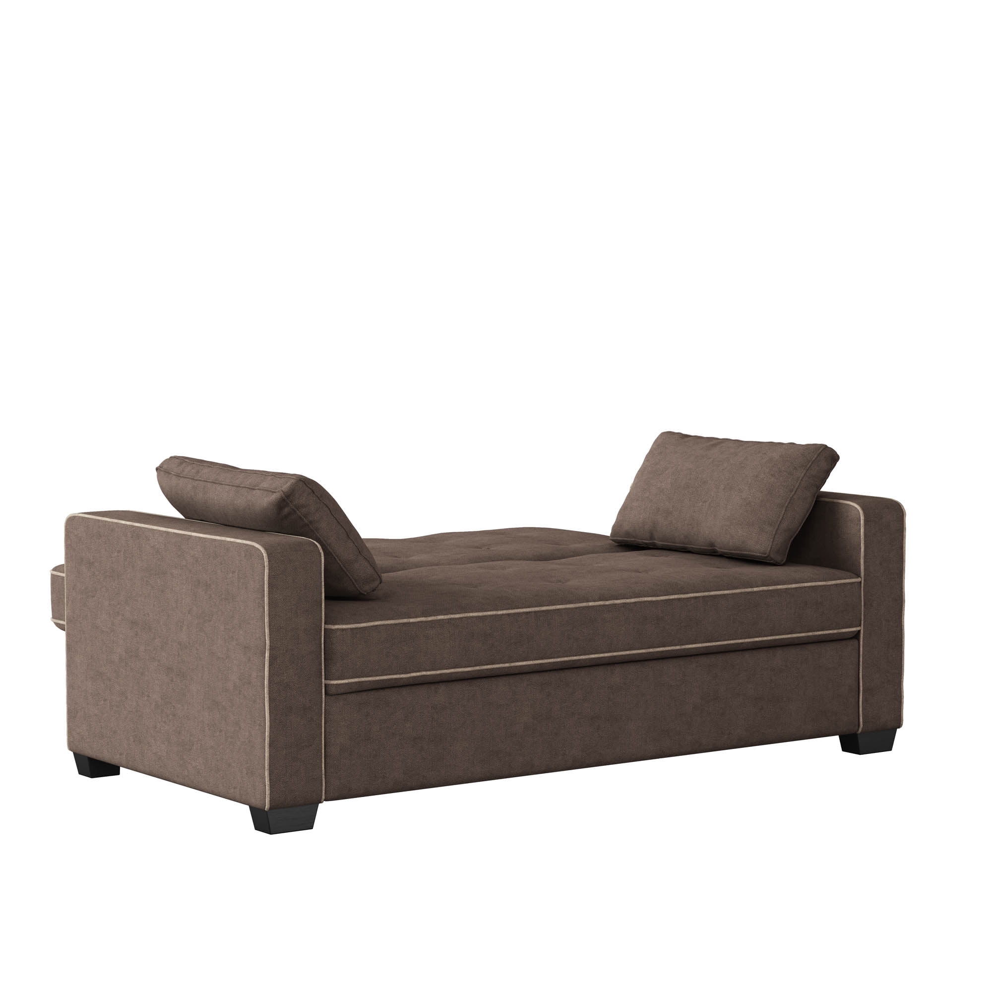 Serta Monroe Modern Convertible Loveseat with Full Size Sleeper, Java Brown Woven Fabric
