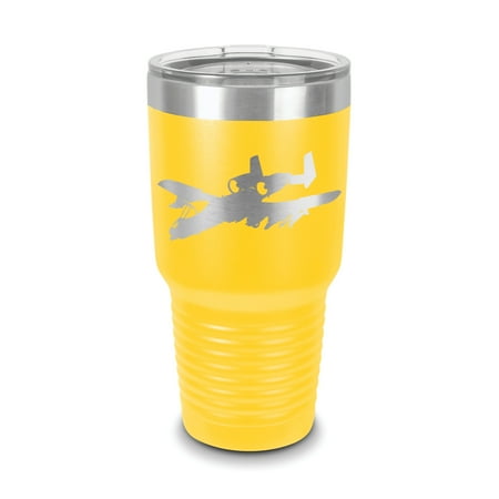 

A-10 Thunderbolt II Angled Tumbler 30 oz - Laser Engraved w/ Clear Lid - Polar Camel - Stainless Steel - Vacuum Insulated - Double Walled - Travel Mug - a10 attack aircraft warthog hog