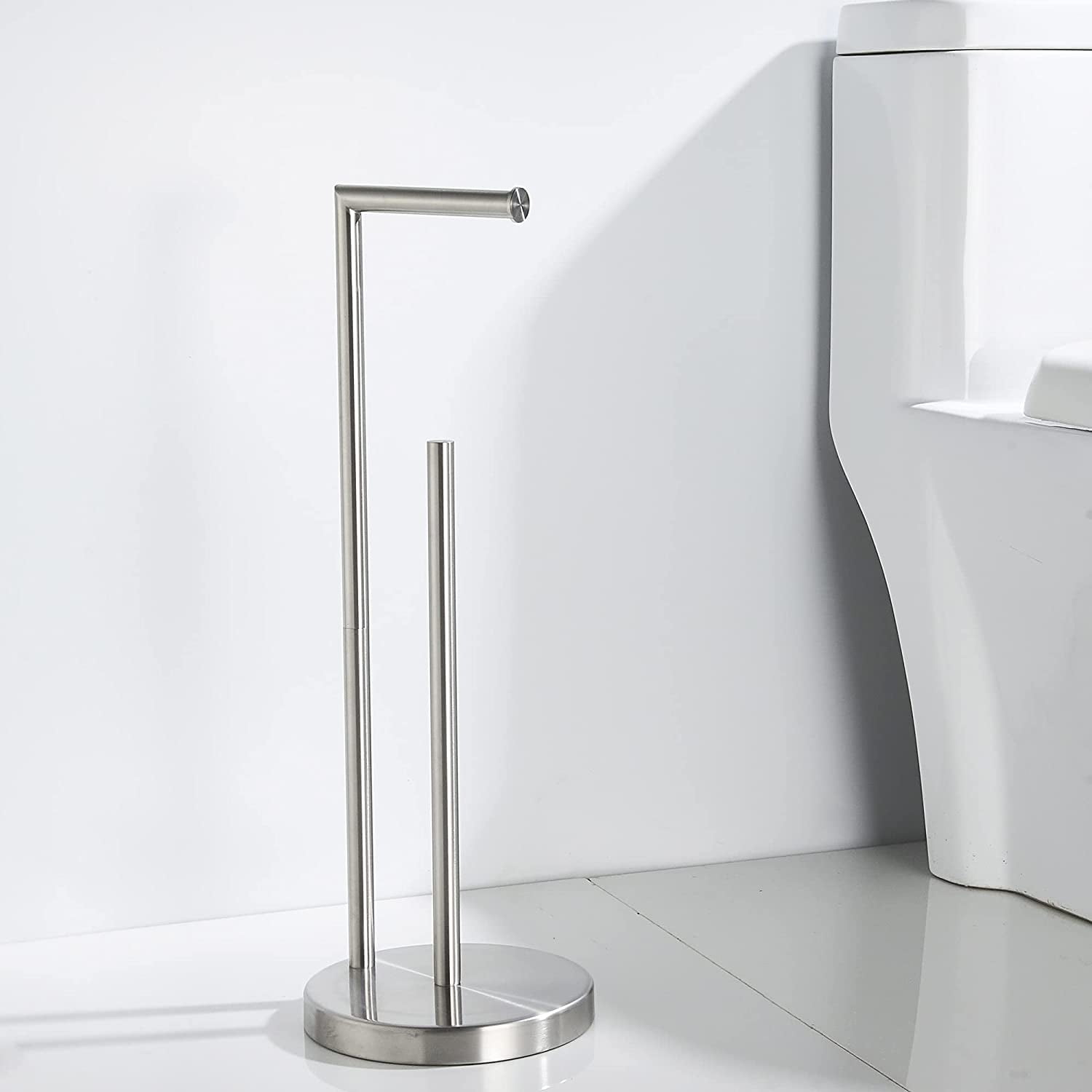 Marmolux Acc Brushed Steel Toilet Paper Holder with Storage, Freestanding