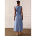 thumbnail image 7 of Elegant Sleeveless Blue And White Stripe Wrap Maxi Dress For Women, 7 of 7