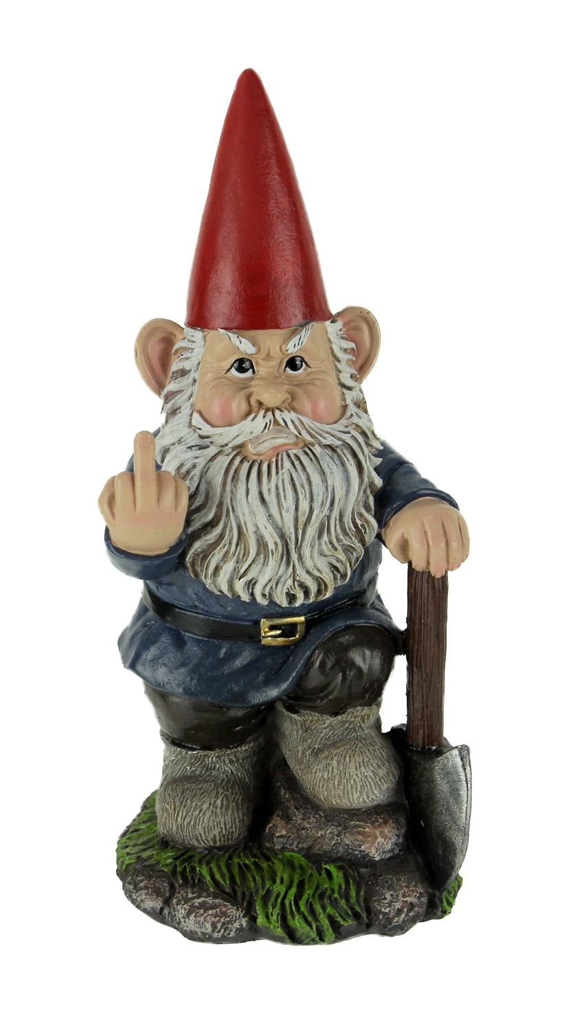 Naughty Garden Gnome with Axe Flipping Bird Statue - Walmart.com