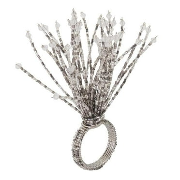 Saro Lifestyle Beaded Burst Napkin Ring (Set of 4)