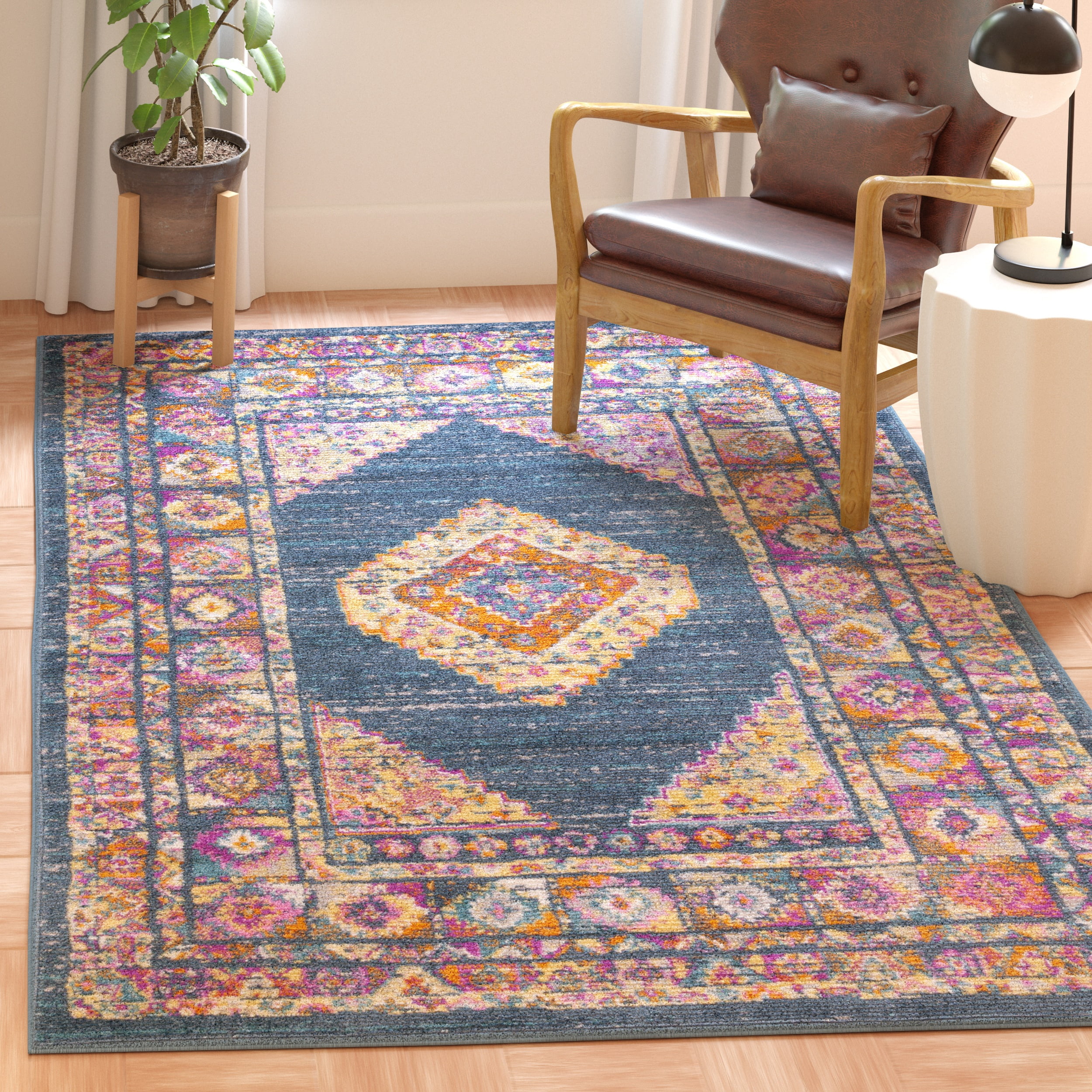 Safavieh Madison Emmet Traditional Oriental Area Rug, Blue/Fuchsia, 5'1" x 7'6"