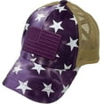 thumbnail image 3 of C.C Ponytail Criss Cross Messy Buns Ponycaps Baseball Cap Dad Trucker Mesh Hat (Tie Dye USA Stars Purple, 3 of 3
