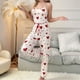 thumbnail image 4 of Pijama de Dos Piezas con Top Corto con Estampado de Corazones y Pantalones Anchos para Mujer. Ropa de Dormir para Estar en Casa. Amor Rojo XL, 4 of 9