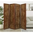 thumbnail image 3 of Wooden 4 Panel Floor Screen with Nailhead Trim Accents, Brown - Saltoro Sherpi, 3 of 5