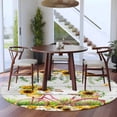 thumbnail image 4 of Spring Sunflowers Round Area Rugs Collection 7', Country Bicycles Yellow Flowers Wooden Non Slip Indoor Circular Throw Runner Rug Floor Mat Carpet for Living Room Dining Table Bedroom Nursery, 4 of 9