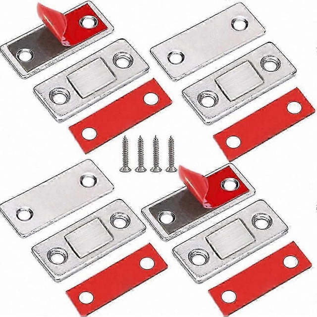 Magnetic Cabinet Door Stopper, Invisible No Punch Design, 4-Pack Slim Sticks for Furniture