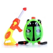 Water Gun Backpack Water Blaster for Kids Lady Bug Green - Water Shooter with Tank - Summer Outdoor Toys for Pool Beach Water Toys for Kids 3, 4, 5, 6, 7 years old.