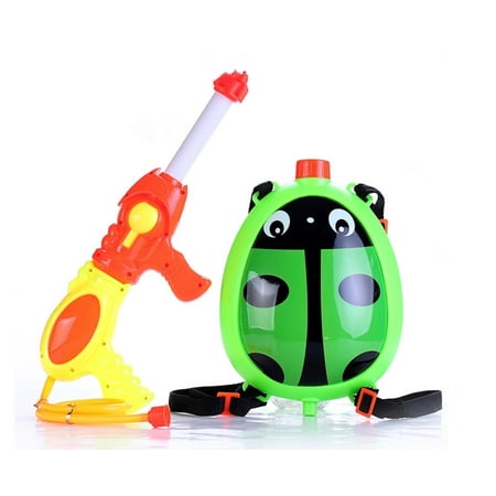 Water Gun Backpack Water Blaster for Kids Lady Bug Green - Water Shooter with Tank - Summer Outdoor Toys for Pool Beach Water Toys for Kids 3, 4, 5, 6, 7 years old.