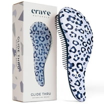 Crave Naturals Glide Thru Detangling Hair Brush - Detangler Brush for Curly or Straight, Wet or Dry Hair - Gentle on Tangles Hairbrush and Comb - Ideal for Adults and Kids - 7.5x3-Inch, Blue Cheetah