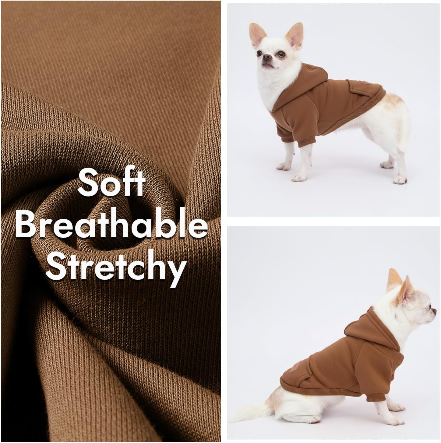 1 Pack Dog Hoodie Warm Hood Dog Sweater Cold Weather Small Dogs Sweatshirt Comfort Pet Clothes for Small Medium Dogs with Pockets Cats Chihuahua Clothes for Male Female Girl Boy Sporty Daily Wear