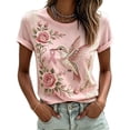 thumbnail image 3 of Mfakffe Breast Cancer Shirts for Women Breast Cancer Awareness Crew Neck Short Sleeve T-Shirt Hummingbird Pink Ribbon Graphic Loose Tee, 3 of 5