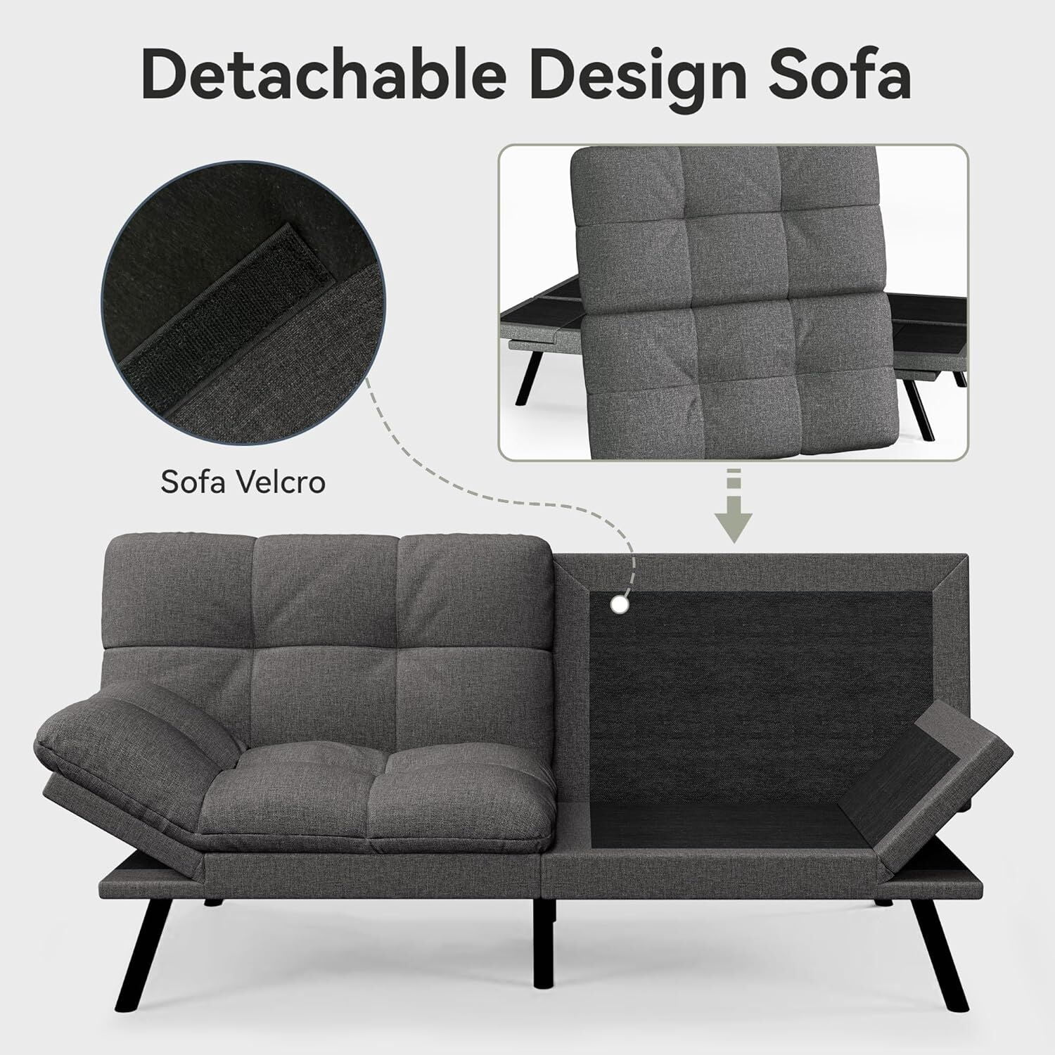 Convertible Futon Sofa Bed, 71" Comfy Loveseat Sleeper Sofa, Thicken Cushion, Comfy Velvet Twin Size Futon Couch Bed for Small Space Bedroom Dorm Office