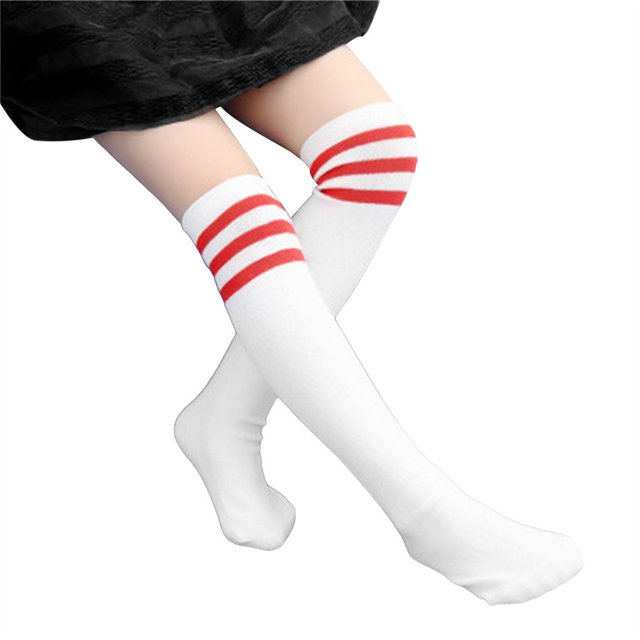 Qarigey Calcetines de tubo medio Algodón puro Forro cómodo Gran elasticidad Medias lindas Diseño de rayas Absorbente de sudor para niños Medias Tipo 16 Qarigey AP009517-16