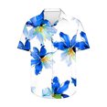 thumbnail image 5 of ZCFZJW Cute Summer Tops for Men Big and Tall Regular Fit Casual Floral Pattern Print Summer Beach Hawaiian Shirts Trendy Button Down Graphic Tees Shirt Blue M, 5 of 5