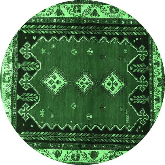 Ahgly Company Indoor Round Persian Emerald Green Traditional Area Rugs, 5' Round