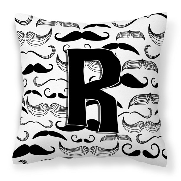 Letter R Moustache Initial Fabric Decorative Pillow
