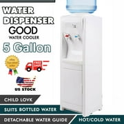 Angle View: [US IN STOCK] Brand New Electric Water Cooler Dispenser Stainless Steel Hot Cold Top Loading 5 Gallon white