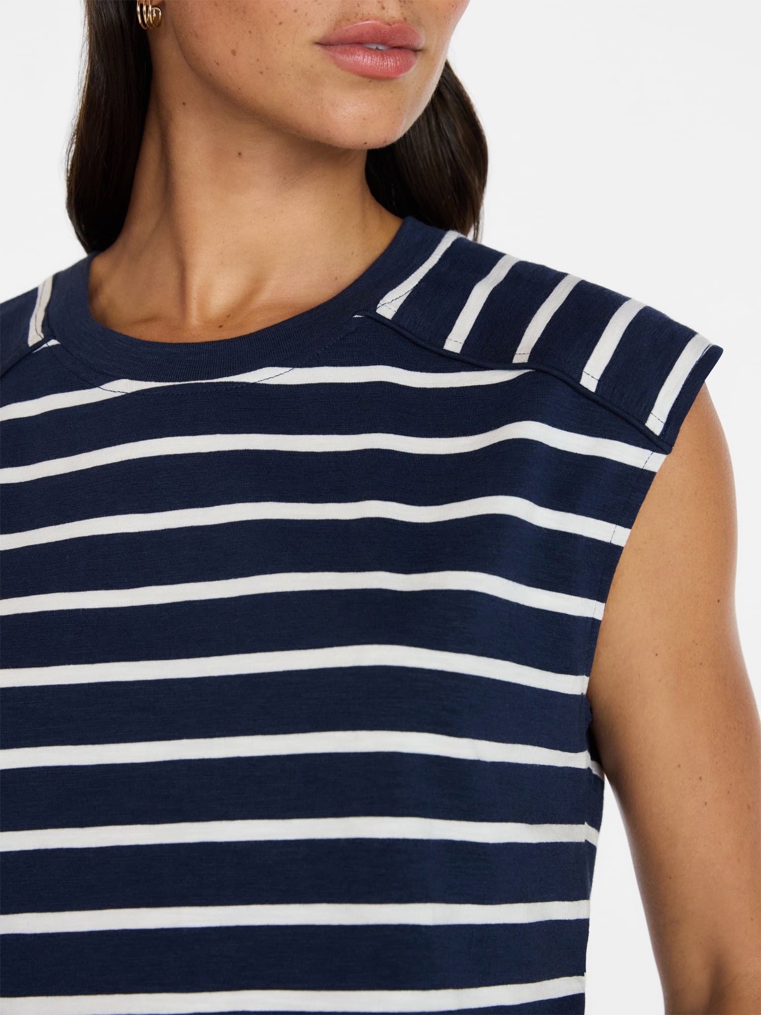 Time and Tru Women's Muscle Tank Top with Piped Trim, Sizes XS-XXXL