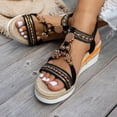 thumbnail image 3 of Rokment Beach Glitter Rhinestones Platform Wedge Dressy Sandals for Women Bridal Boho Breathable Comfortable Linen Sole Espadrilles Chunky High Heel Slingback Summer Shoes Black Size 8, 3 of 5