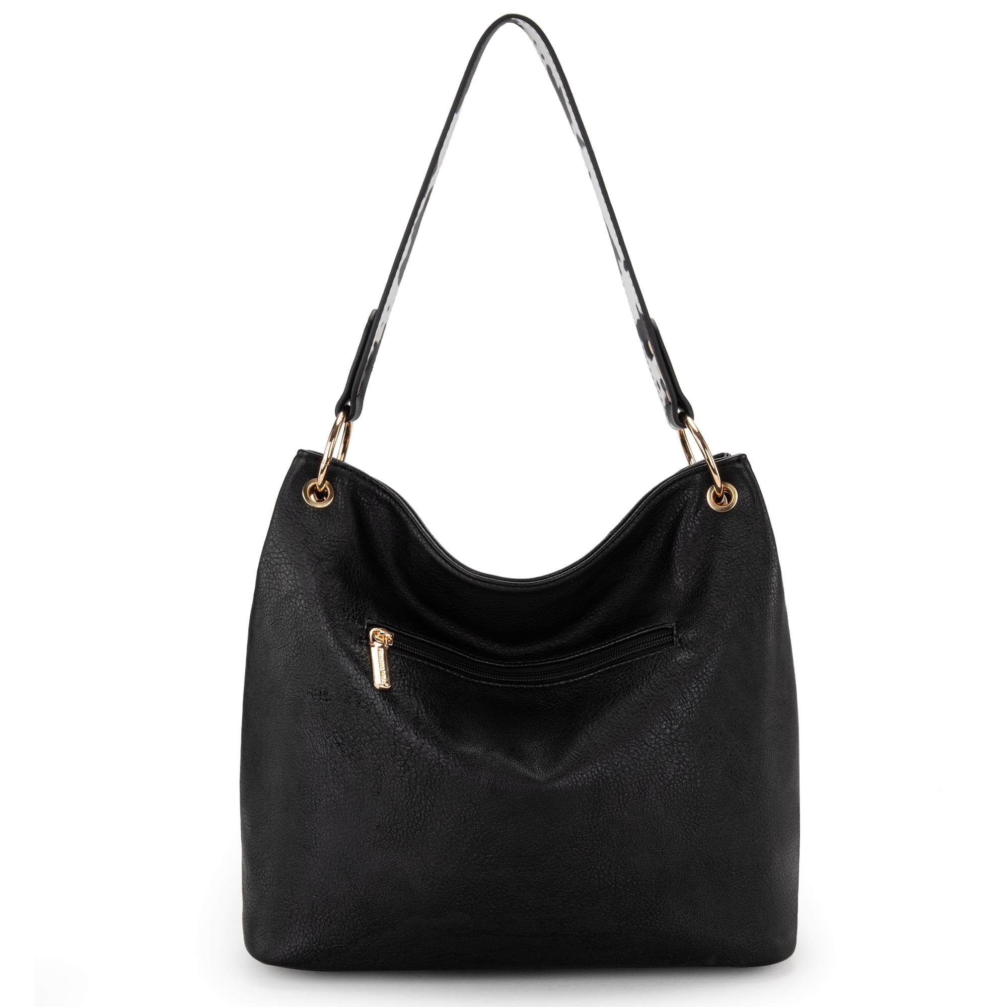 Montana West Purses for Women Hobo Shoulder Handbags with Zipper, Cow Print-Black