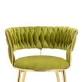 thumbnail image 6 of 2 Set Modern Velvet Dining Chair with Gold Metal Legs, Luxury Tufted Makeup Chairs with Woven Back, Accent Side Chair for Dining Room, Living Room, Kitchen, Vanity Room, Green, 6 of 9