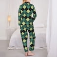 thumbnail image 6 of Goofa Green Squares Printed Women’s 2 Piece Pajama Set Super,Pajamas Women's Long Sleeve Sleepwear Soft Button Down Loungewear Pjs Lounge Set Nightwear-X-Large, 6 of 9