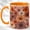 Orange, variant on Warm Daisy Coffee Mug, Cottage Flower Mug, Ceramic 11 oz