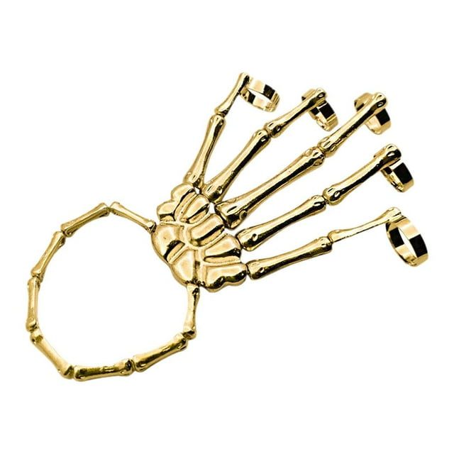 Alloy Halloween Metal Skeleton Hand Bracelet with Adjustable Chain for Any Occasion