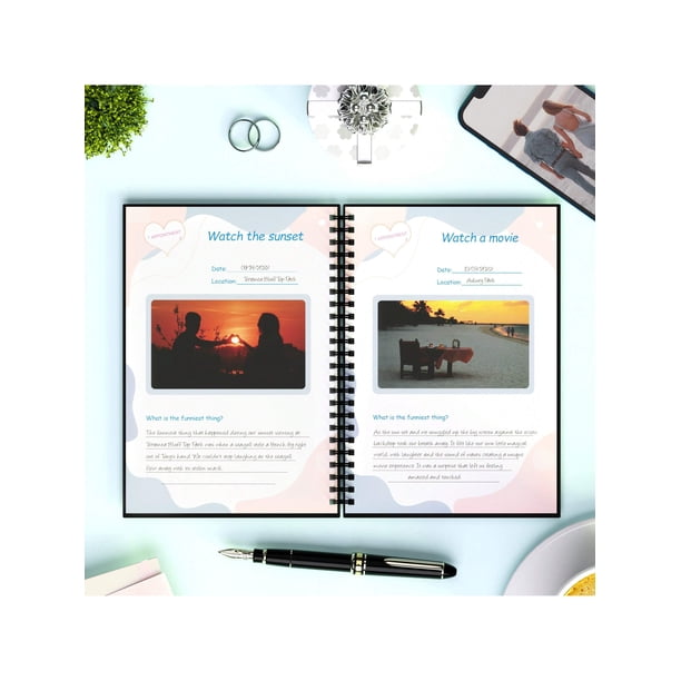 100 Dates Record Book-Perfect Couple's Gift With Fun Date Ideas - Lovely Engagement Or Valentine's Day Gift For Him Or Her - Record Your Dating Experi