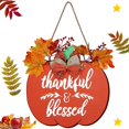 thumbnail image 1 of Thankful Blessed Thanksgiving Decor Sign Fall Home Wreath Welcome Signs Round Wood Hanging Sign with Ribbon Bow Farmhouse Porch Decorations for Home Thanksgiving, 1 of 7