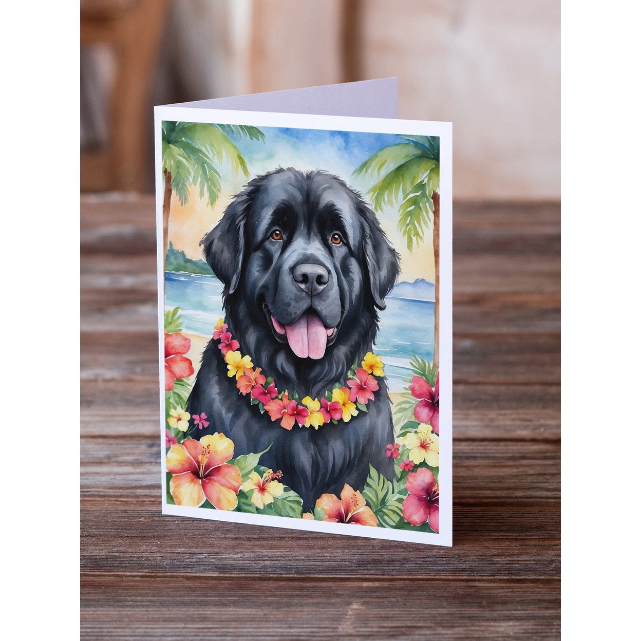 Newfoundland Luau Greeting Cards Pack of 8 7 in x 5 in