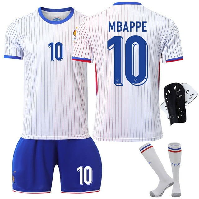 2024 - 25 uniforme de fútbol infantil FC uniforme de fútbol infantil Mbappe sudadera de aficionados uniforme juvenil de manga corta Francia Away - 10xs