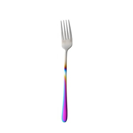 

1pc Stainless Steel Long Handle Dinner Fork Rainbow Fork Hotel Restaurant Party Supplies Din