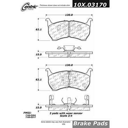 Centric Parts 102.03170 102 Series Semi Metallic Standard Brake Pad