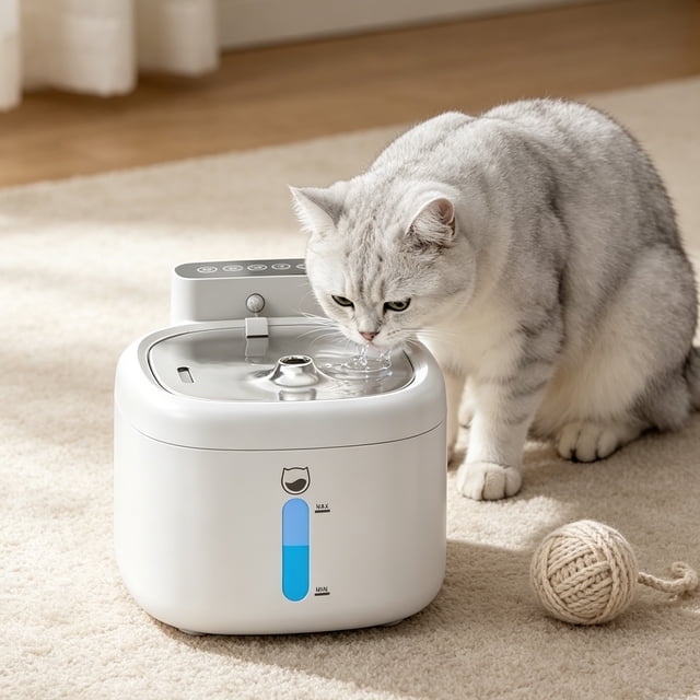 Rewenti Smart Pet Water Dispenser Automatic Wireless Circulating Filtered Water Feeder with Battery Smart Induction Drinking Device for Kitty